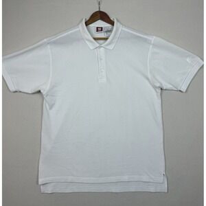 Wilson Tennis Men's Mesh Polo Shirt Hi-Lo Hem‎ XL Preppy Golf Classic Pure White